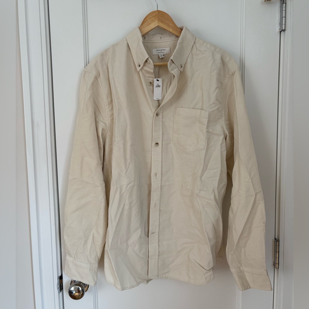 NWT Banana Republic Creme Corduroy Button-Up Shirt
